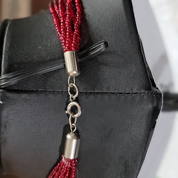 Ruby Red Seabead Front Knot Necklace - Picture 3 of 5